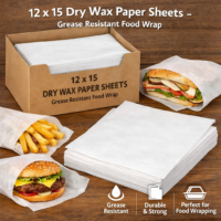 12x15 Dry Wax Paper Sheets – Grease Resistant Food Wrap