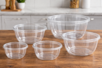 Plastic Rose Bowl with Lid – 18oz, 24oz, 32oz & 48oz Clear Round Food Containers