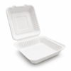 8x8x3 Eco-Friendly Hinged Paper Containers – Compostable Disposable Takeout Food Boxes, Leak-Resistant & Microwave Safe