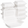 9x6x2.9 Disposable Paper Clamshell Containers – Eco-Friendly Biodegradable Takeout Food Boxes, Compostable Microwave Safe & Leak-Resistant