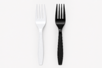 Heavy Duty Individually Wrapped Black & White Plastic Forks – Disposable Premium Cutlery for Parties, Catering, Takeout & Restaurant Use