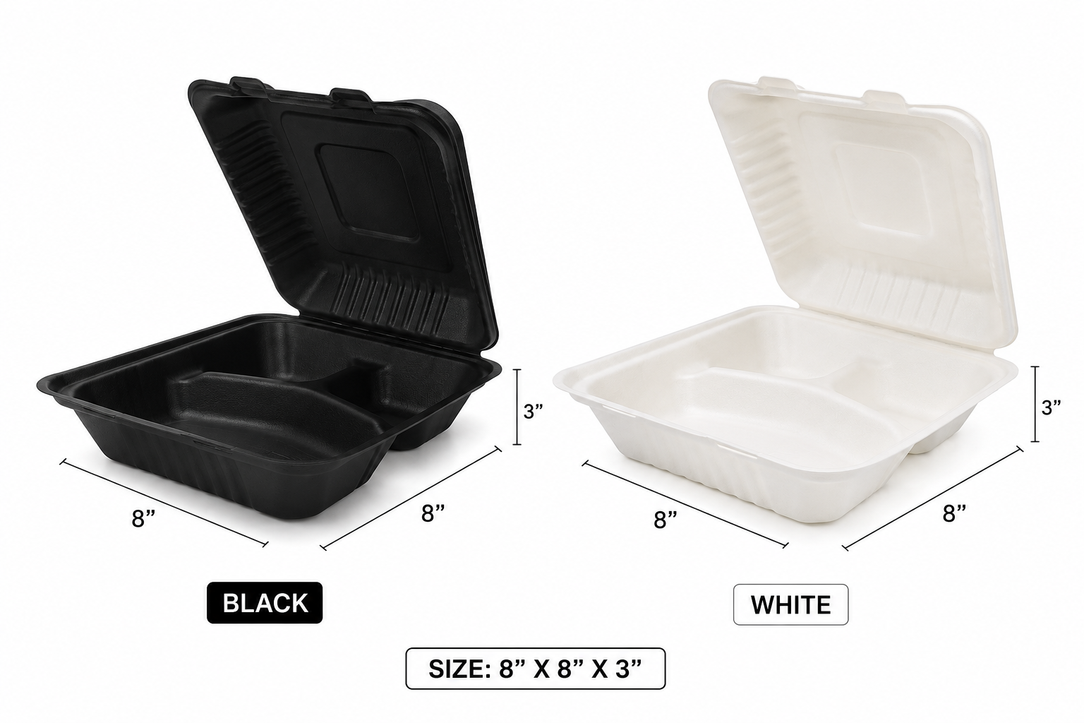 Hinged 3 com. Food Containers (1)