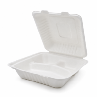 8" x 8" x 3" Hinged Food Containers – Black & White Disposable Takeout Boxes, Microwave Safe Meal Prep Containers for Restaurants, Catering & Food Delivery